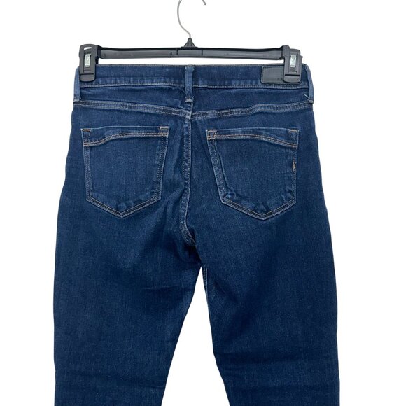 Express Women Mid Rise Stretch Denim Legging Jeans SZ 2 Short Dark Wash - Picture 3 of 10